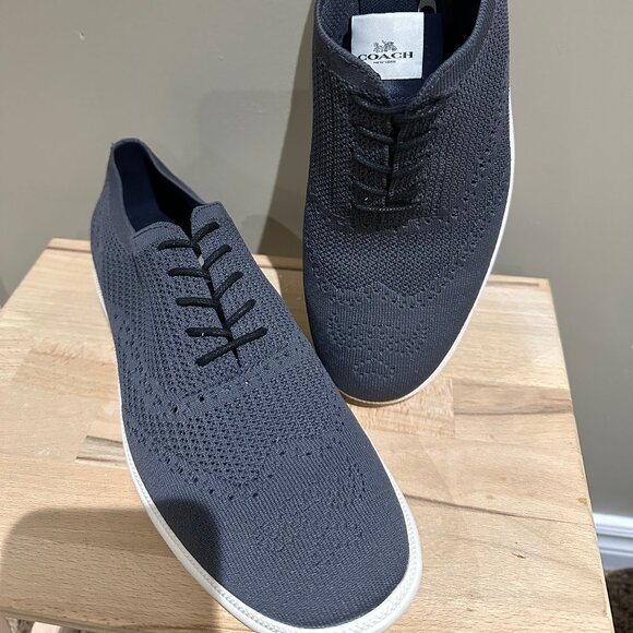 Men's Coach Derby Knit Runner Brogue Lace Up Sneakers, Size 10.5 - Picture 1 of 8